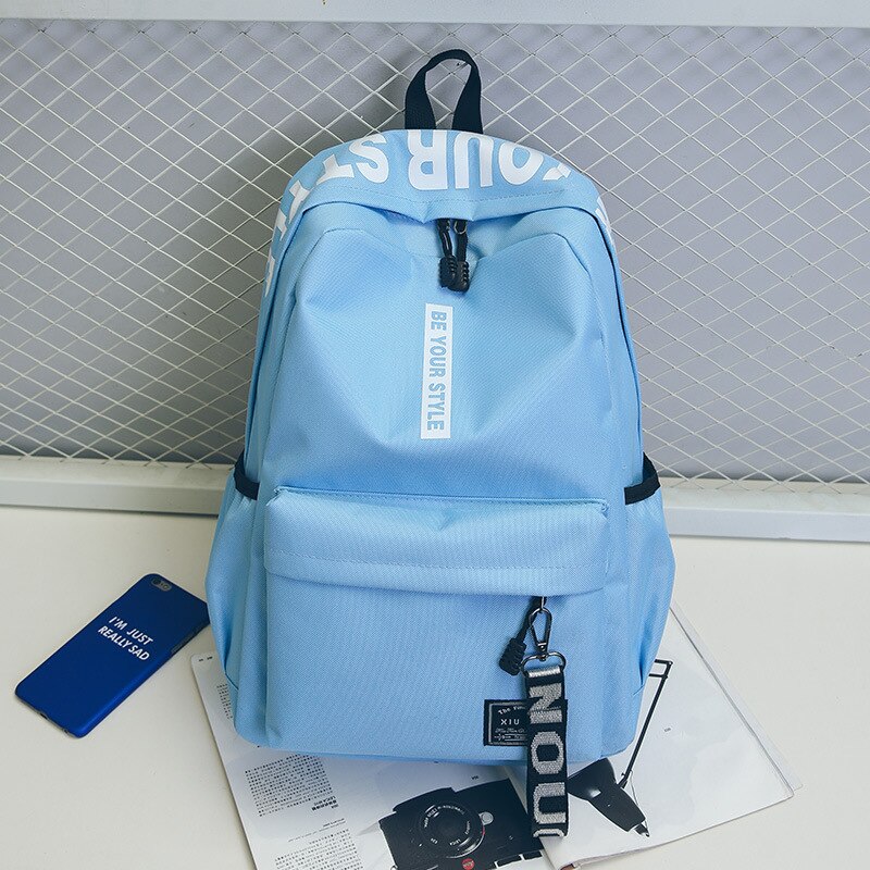 Brand College Style Backpack Big Girls Bag Letter Ribbon Travel Backpack Men And Women Couples Student Bag Bagpack: H