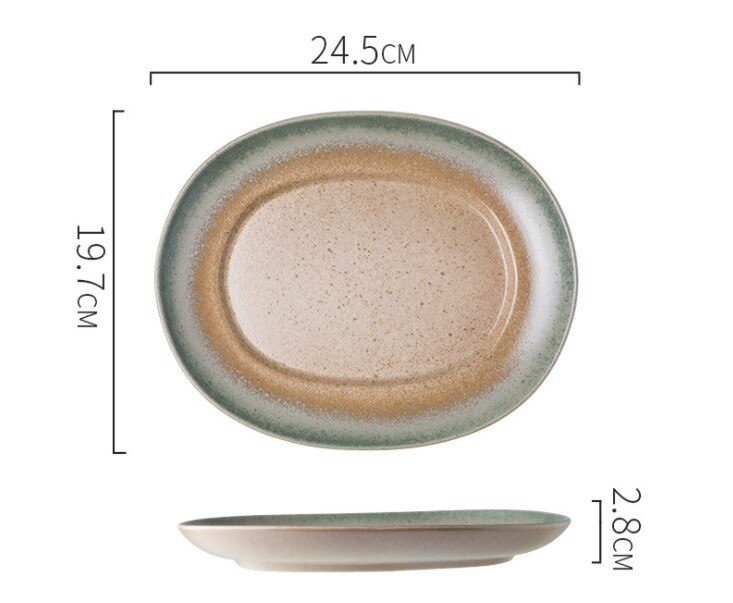 24.5*19.7*2.8cm Japanese Ceramic Dish Oval Home Large Dish Fish Plate Kitchen Plates For Ceramic Dinner Plates: 3