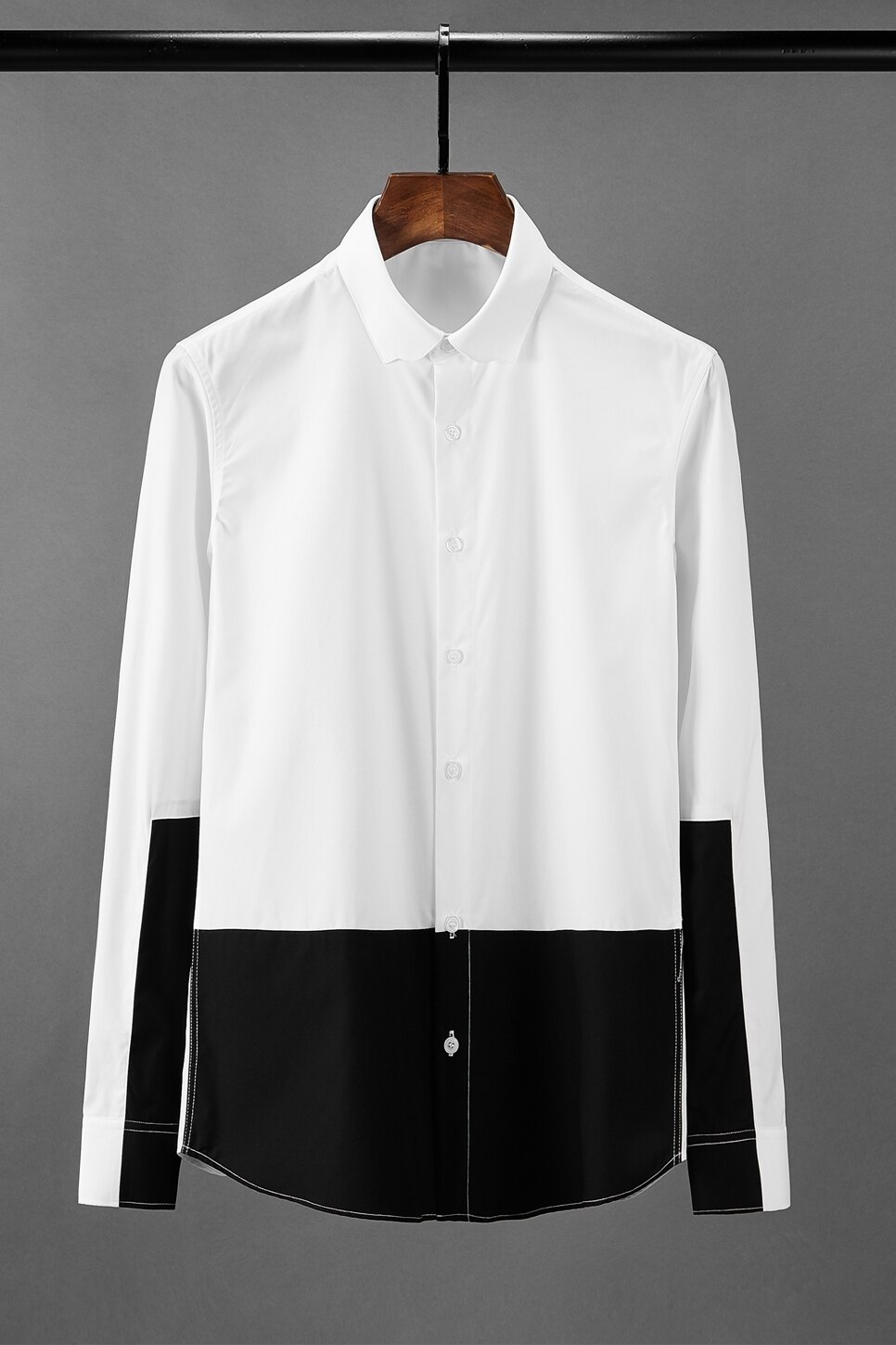 Minglu herre skjorte luksus sort hvid splejsning langærmet herre kjole skjorter slim fit skjorter mand plus størrelse 4xl herre skjorter