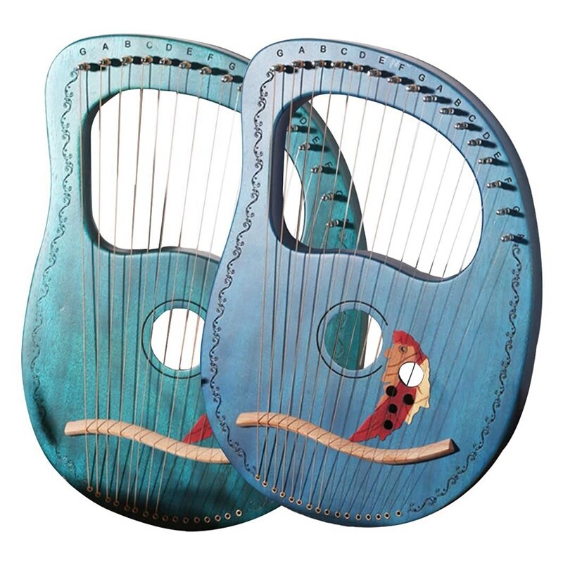 Lyre Harp 16 String Harp Heptachord Solid Wood Lye Harp with Tuning Wrench for Music Lovers Beginners