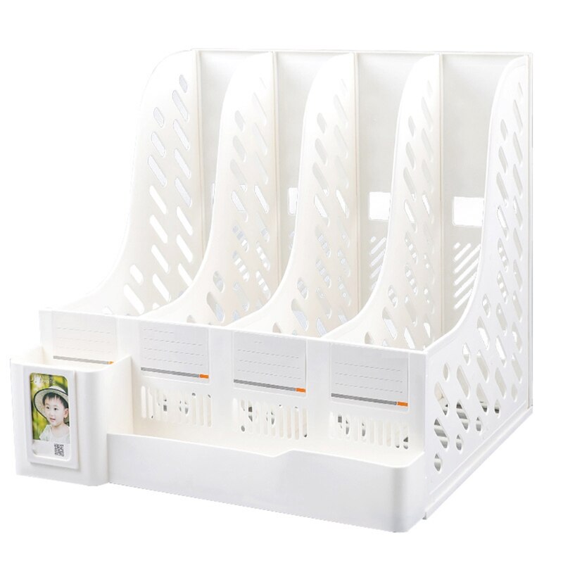 4-layer Vertical File Holder Document Organizer Box Ideal for School Office Desk K5DB: White