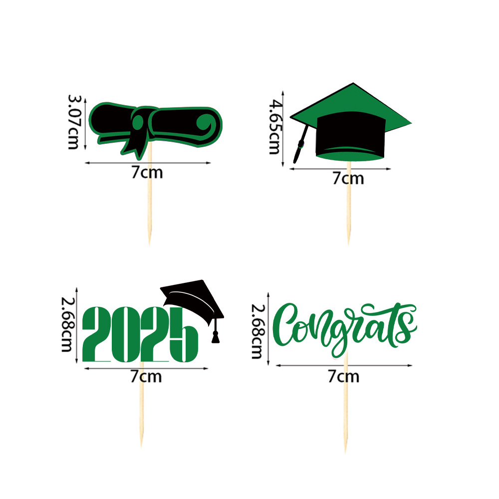 16pcs Glitter Graduation Cupcake Toppers Class of Congrats Grad Cap Diploma Cupcake Picks for Graduation Party Decorations