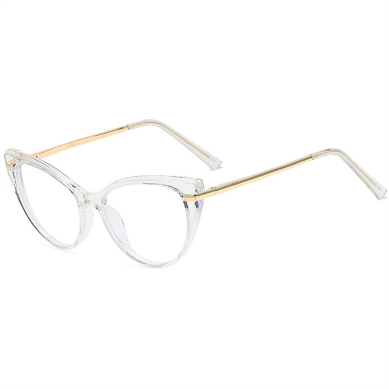 YOOSKE-monturas para gafas de sol para mujer, lentes Sexy de gato rojo, antiluz azul, para ordenador, monturas para Miopía: TRANSPARENT