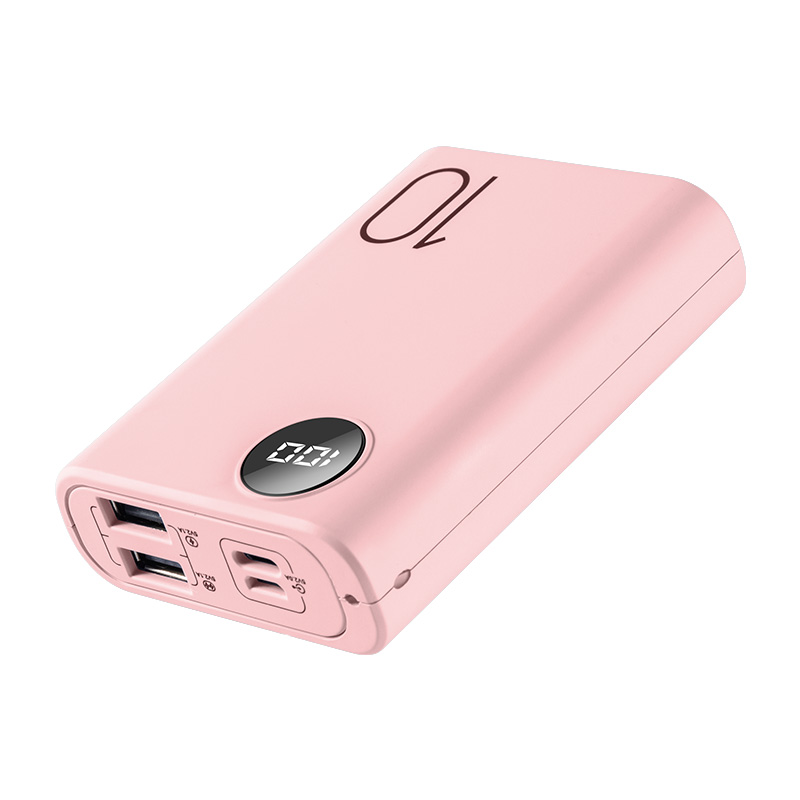 BASIKE-Mini banco de energía portátil PF23P, 10000mah, batería externa colorida, batería de repuesto para xiaomi, iphone y huawei: Pink