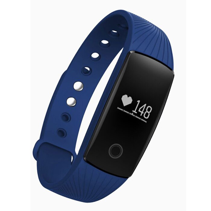 PK ID107 Heart Rate Smart Bracelet Watch Heart Rate Monitor Pedometer Smart Band Wireless Fitness Tracker Wristband: Blue