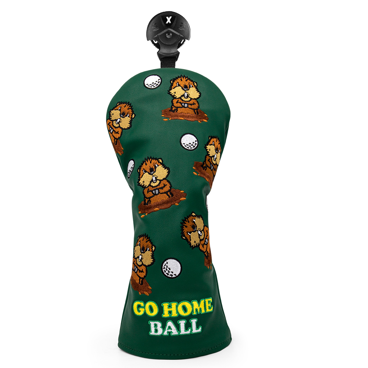 Green Leather Groundhog Golf Driver Fairway Wood Hybrid/UT Headcover Club Head Cover Embroidery: MULTI