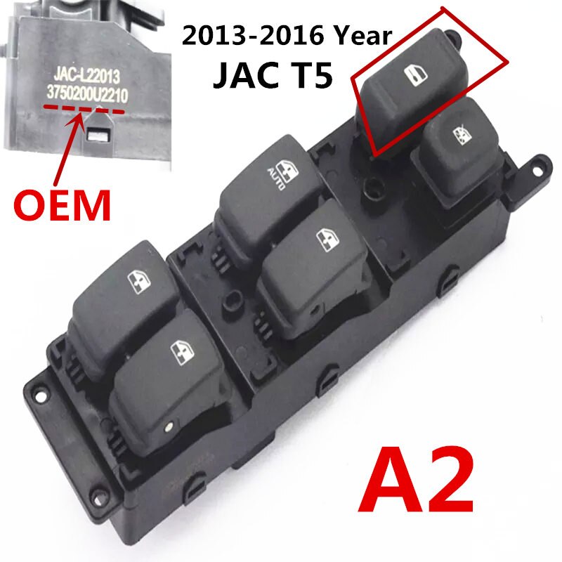 Linker voordeur glas schakelaar voor jac  t5 ,  jac  s3: Donkergrijs