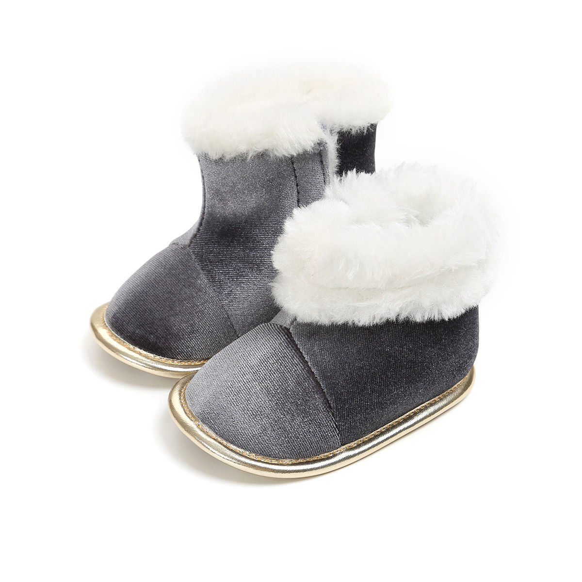Neue Winter Warme Baby Schuhe Stiefel Mädchen Jungen Schnee Booties Gleitschutz freundlicher Flache Krippe Schuhe Baby mädchen stiefel: Grau / 0-6 Monate