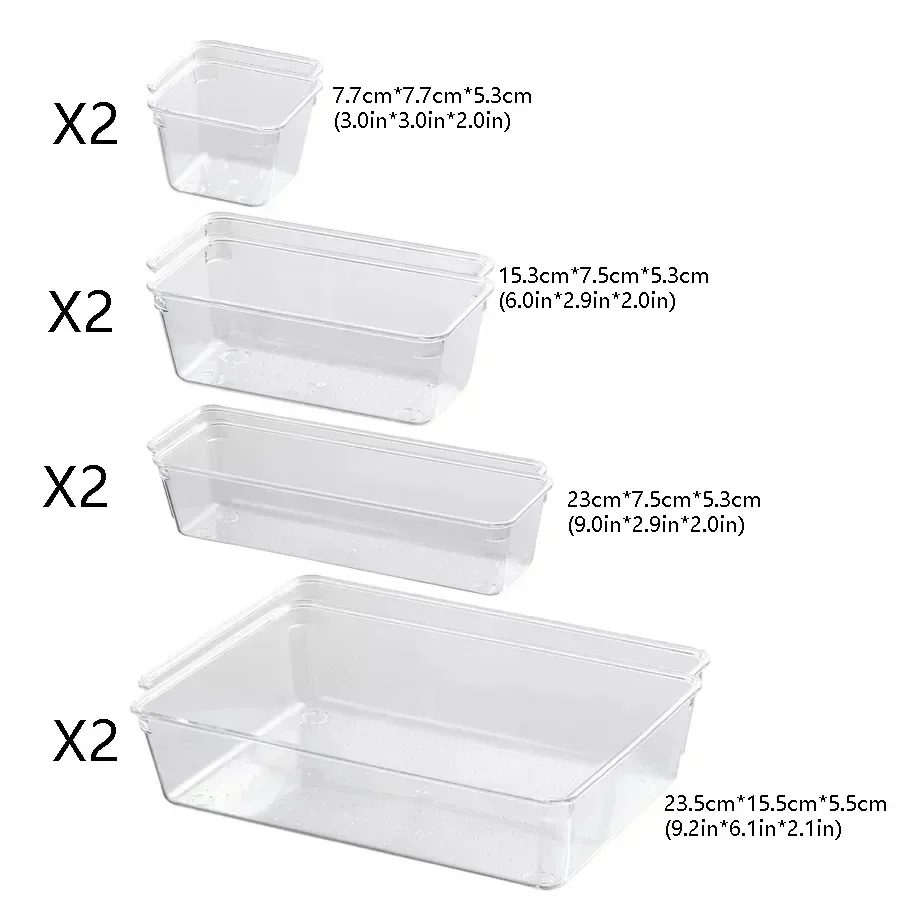 24/16/8/4 Stück Schubladen-Organizer-einstellen, durchsichtiger Kunststoff, Schreibtisch-Trennblätter, Behälter, Schlafzimmer, Kommode, Büro, Aufbewahrungsbox für machen-hoch-Spielereien: Gold