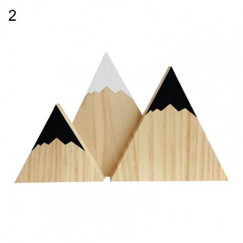 3Pcs/Set Wood Ornaments Snow Mountain Shape Photo Props Wood Hanging Wall Sign Kids Room Decor: 2