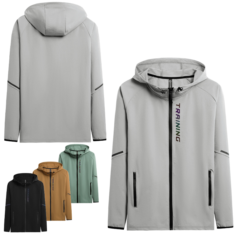 Veste de sport à capuche pour hommes, sweat-shirt d'entraînement, Jogging, Fitness, séchage rapide, manches longues, manteau respirant