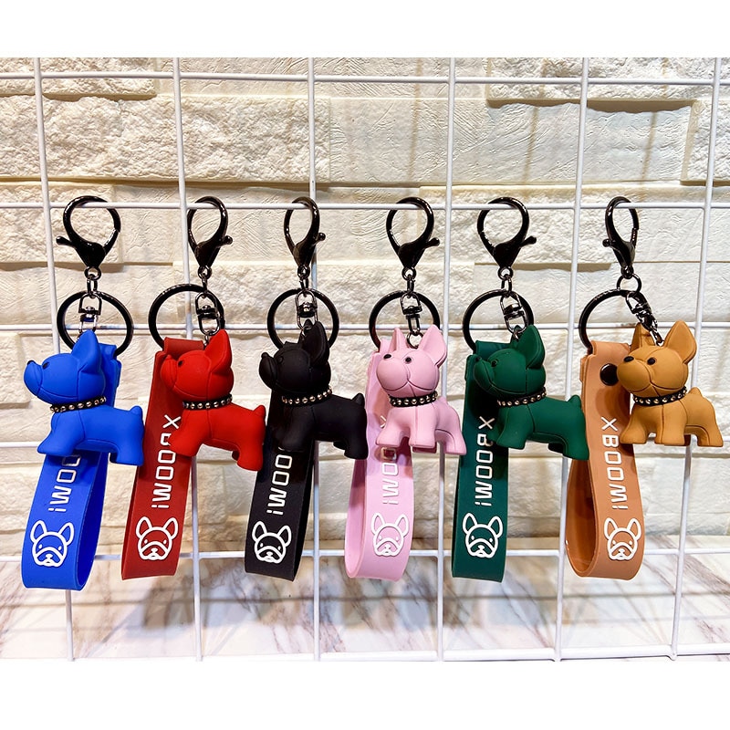 新フレンチブルドッグキーホルダー pu レザー動物犬キーチェーンバッグチャーム小物 chaveiros バッグアクセサリーパンクスタイルペンダ