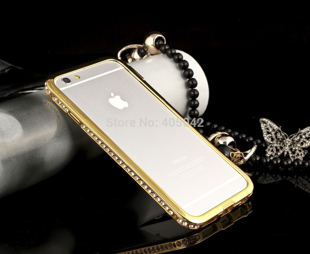 Luxe Aluminium Metalen Frame Bling Bling Crystal Rhinestone Diamond Cover Shockproof Bumper Case Voor iPhone 6 Plus/6 S Plus 5.5"