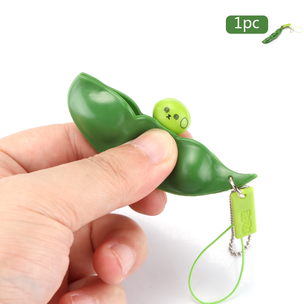 Knijp de bonen, schattige sleutelhanger, speelgoed, groene sojabonen, plastic anti-stress speelgoed, sleutelhanger, anime snuisterijen, sleutelhanger, knijpspeelgoed