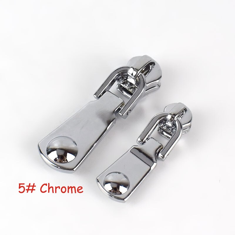 Deslizadores de cremallera de bloqueo de resorte 5 uds 3 #5 # para cremalleras de Metal, extractor de cuerpo de cremallera de , Kit de reparación de cremallera, accesorios de ropa DIY: No5Chrome