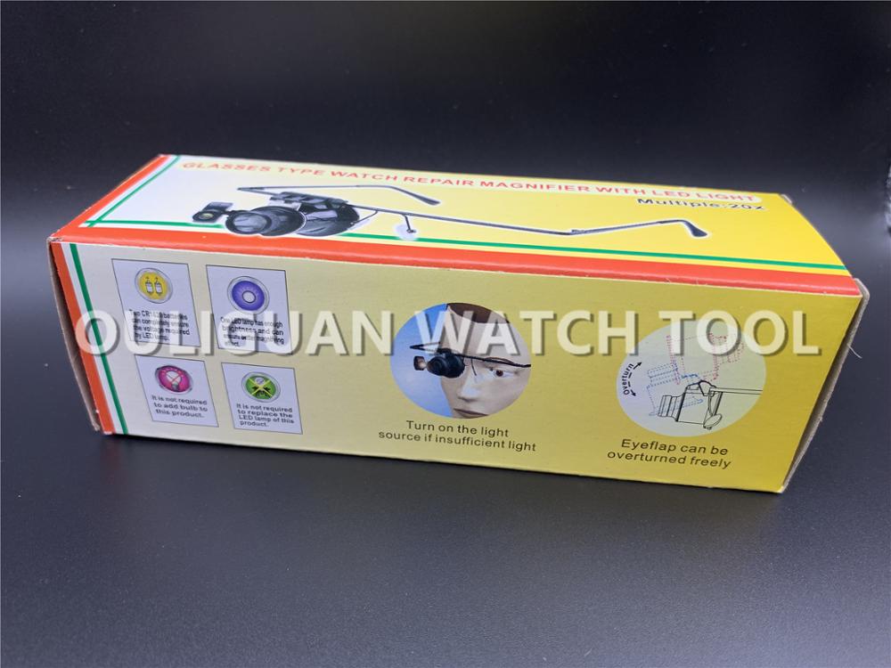 20X Bril Type Double Eye Verrekijker Vergrootglas Horloge Reparatie Tool Vergrootglas Met Twee Verstelbare Led Verlichting Kenmerken: F