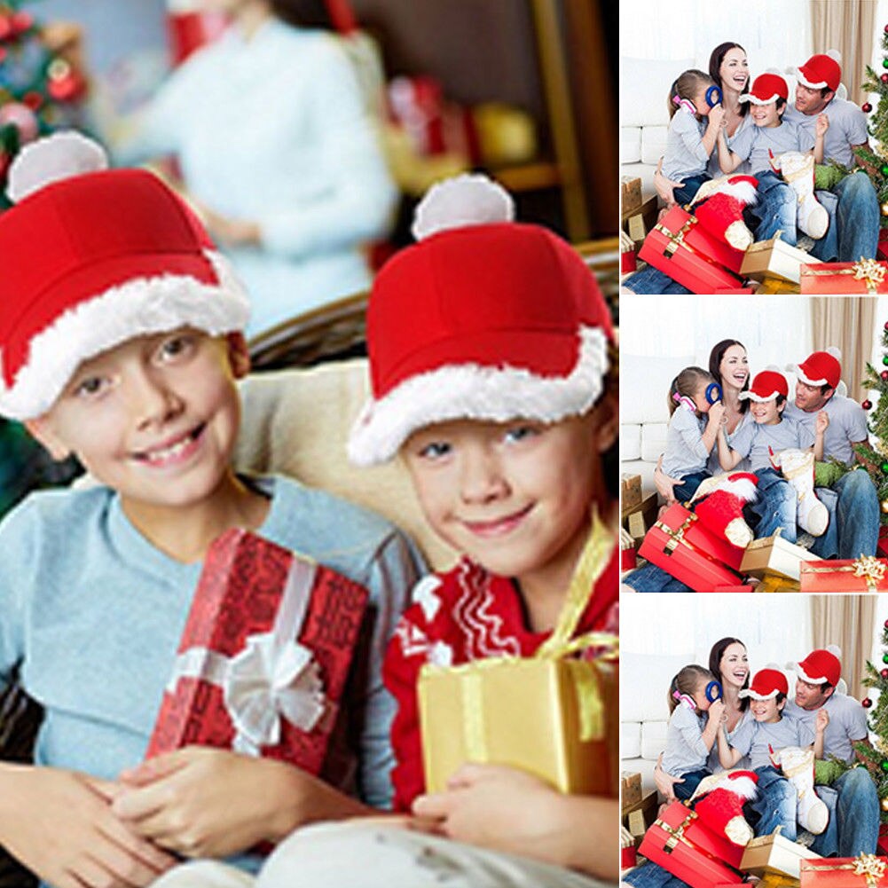 Rød julekapsel tyk ultra blød plys sød familie julemanden fancy fest haadults år kostume dekoration