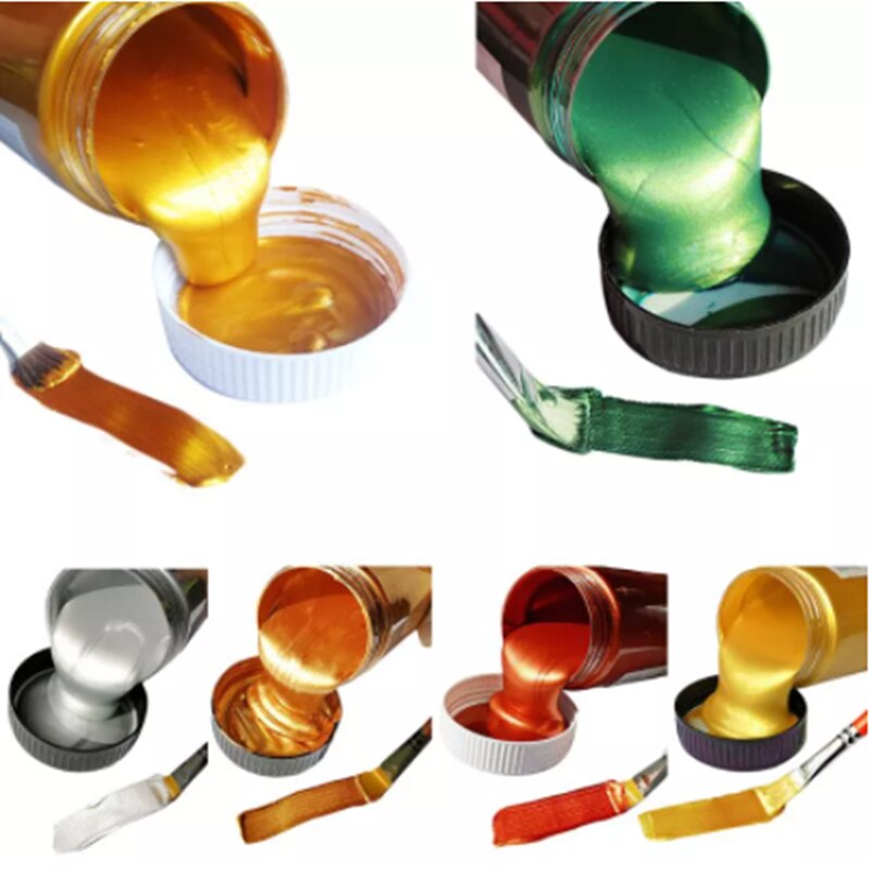 60ml Golden Acrylic Paint DIY Metallic Paint Wall Painting Foguang Gold Waterproof Liquid Hand Painting Acrylic Paint