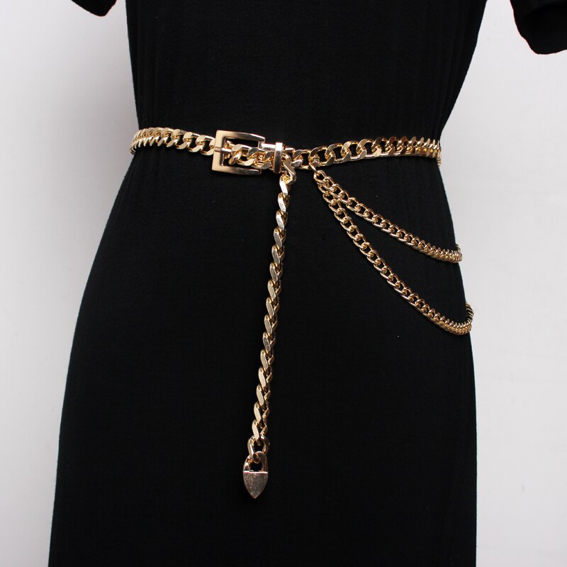 Cetiri Vrouwen Mode Metalen Heup Ketting Riem Elegante Goud Zilver Franjes Ring Taille Keten Kleding Riemen