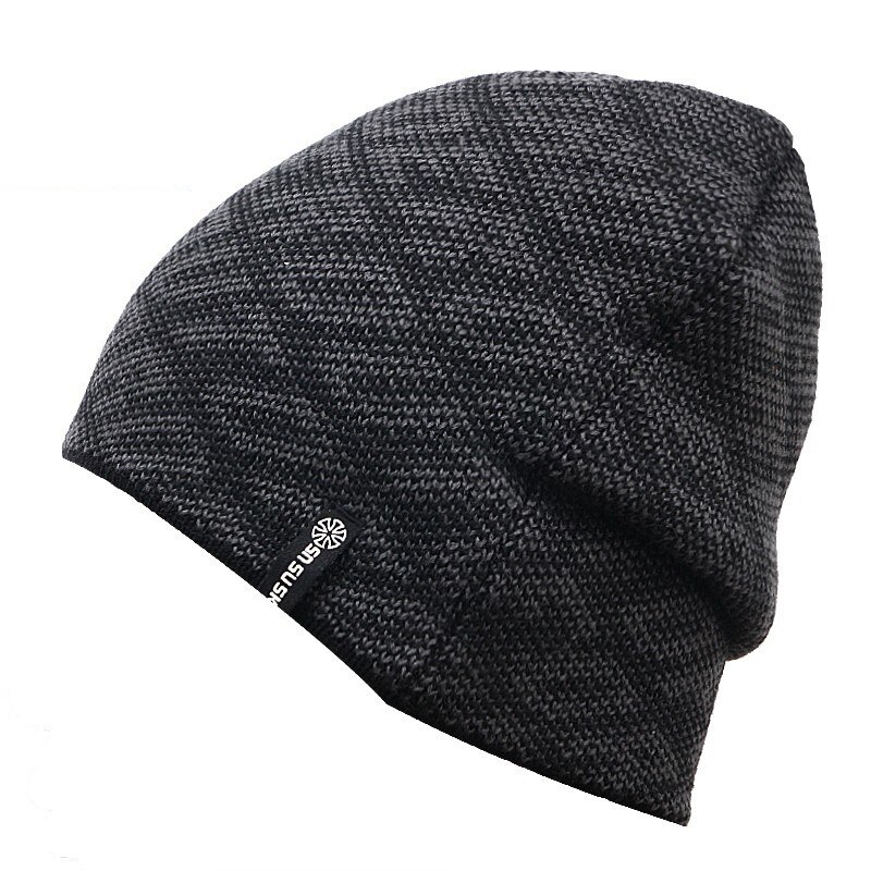 Vinter ski luer regnbue stripet ski lue unisex varm strikket menn snowboard lue beanies hofte hopp skullies til menn kvinner: Svart