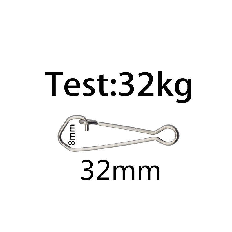 Proleurre 100 kpl/pussi ruostumaton teräs koukku pikaklipsi lukko neppari kääntyvä kiinteät renkaat turvanapit kalastuskoukku liitin tarvikkeet: 32mm