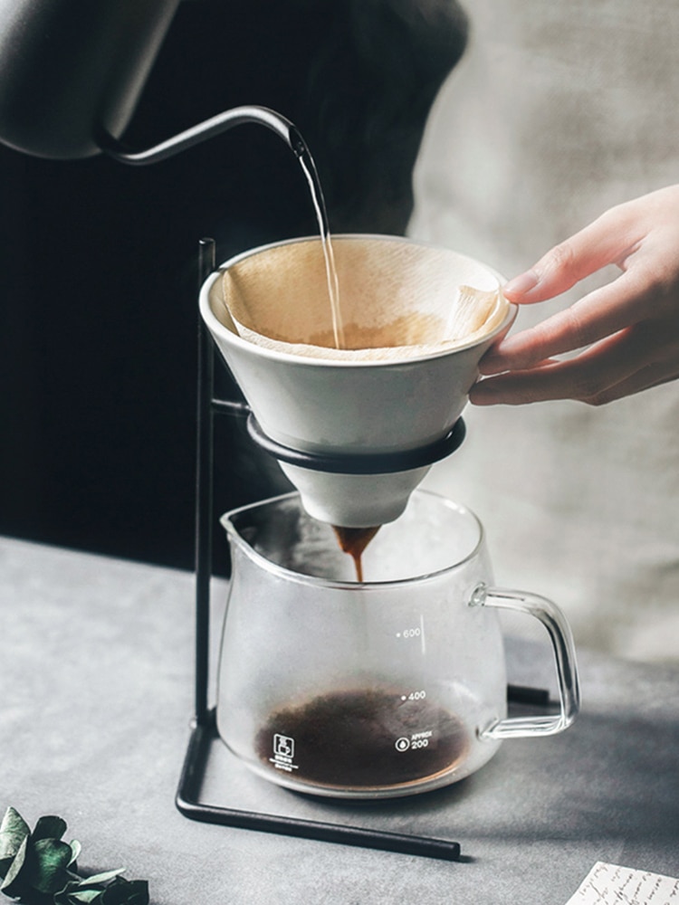 V60 espresso kaffefilter genanvendeligt keramik kaffedrypper tragt dryp kaffemaskine med holder kaffegrej kaffetilbehør