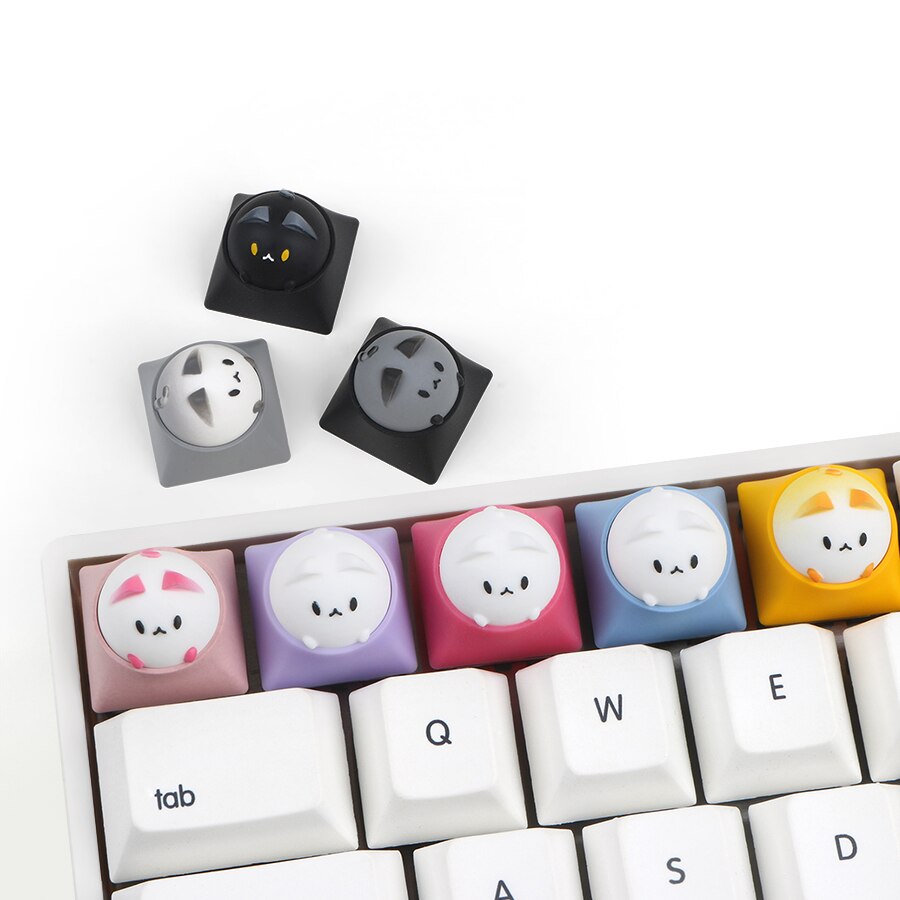 Keycap Hammer Bubble Cat Artisan, Compatible con interruptores Cherry MX, negro, amarillo, verde, azul, rojo, rosa, para teclados mecánicos