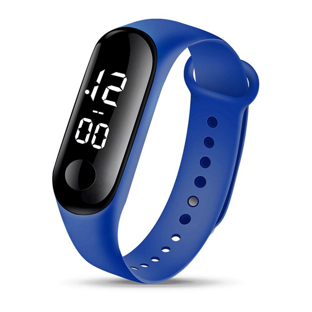 Montre numérique de luxe en Silicone, écran tactile, lumière blanche, étanche 50M, pour hommes et femmes, avec cadran haute définition, personnelle, LED: Blue