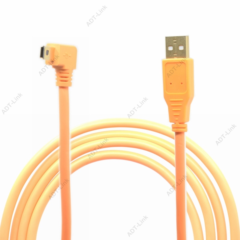USB 2.0 Mini Kabel mini USB Camera 90 Graden Schuine kabel 3 m/5 m/8 m/ 10m Voor Canon 5d2 5d3 nikon d7000 d80 d60 Mini USB