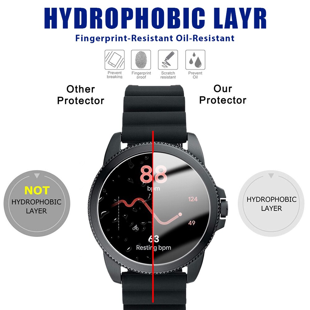 Tempered Glass Protective Film Clear For Fossil Gen 5E 5 6 42mm 44mm Smart Watch Toughened Screen Protector for Fossil Gen5E