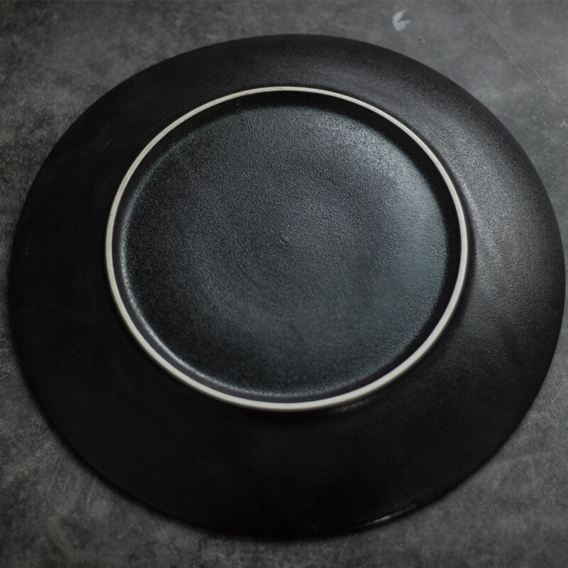 Ceramic home black frosted western food plate steak plate restaurant plate cutting plate tableware plate plates set