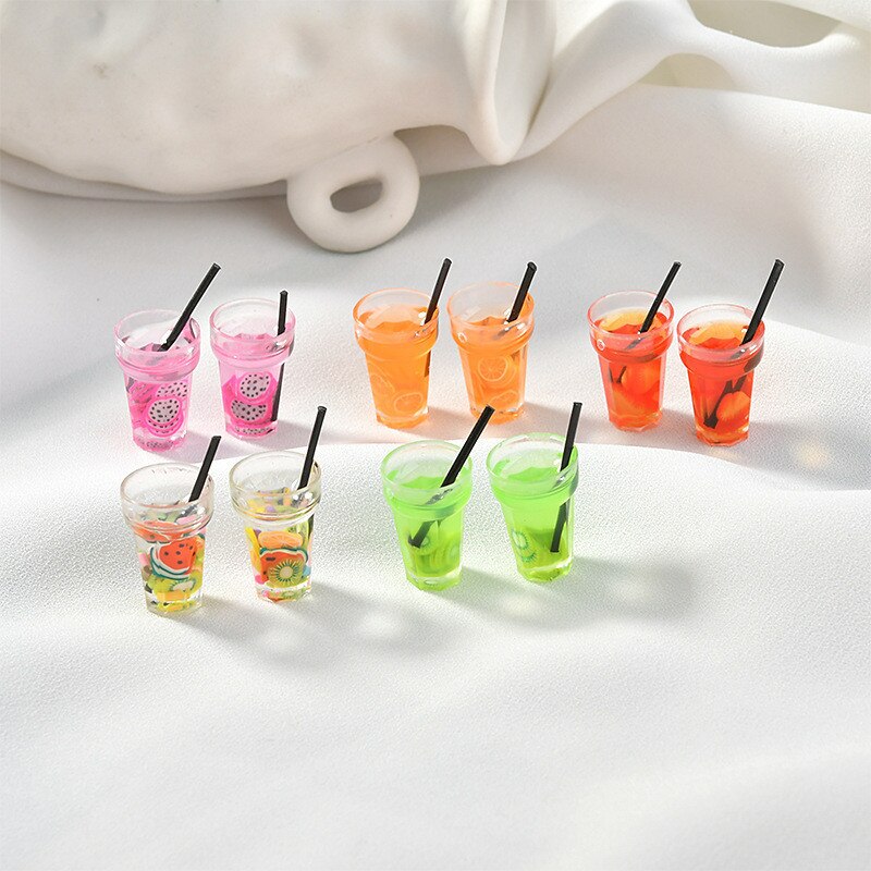 1/12 Dollhouse Miniature Food Mini Resin Fruit Bottle Simulation Drinks Model Toys Fruit Drink Play Dollhouse Dolls Accessories