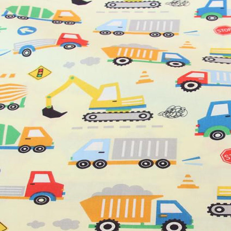 160cm breedtes diverse cartoon bouwvoertuigen auto's vrachtwagen bedrukt 100%  katoenen stoffen auto patchwork quilt beddengoed kussen