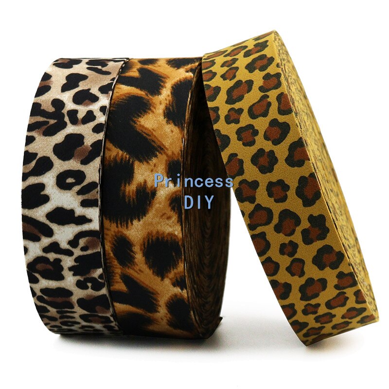 5m/ lot 10 25 40mm hantverkstryckt leopardband i bomull vikt över tygtejp gör-det-själv-tillbehör material för rosettkrage