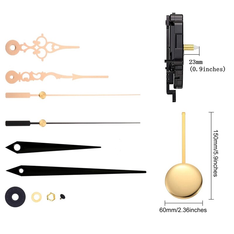 DIY Quartz Pendulum Clock Movement Mechanism Clock Kit with 2 Pairs Different Hands Wall Clock Repair Parts Replacement
