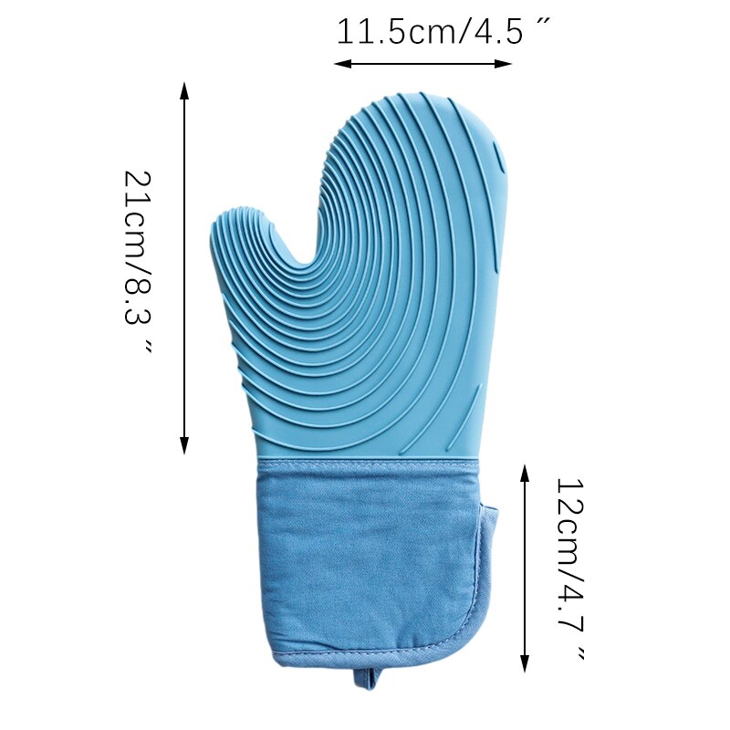 Kitchen Oven Mitts Anti-Scalding Potholder Thicken Silicone Baking Gloves Household Heat Insulation Golves Kitchen Accessories: blue