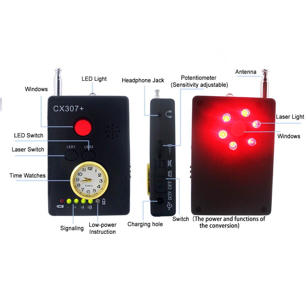 CX307 +-Detector de señal para teléfono móvil, dispositivo de monitoreo inalámbrico, con conexión inalámbrica por cable, con GPS, para posicionamiento