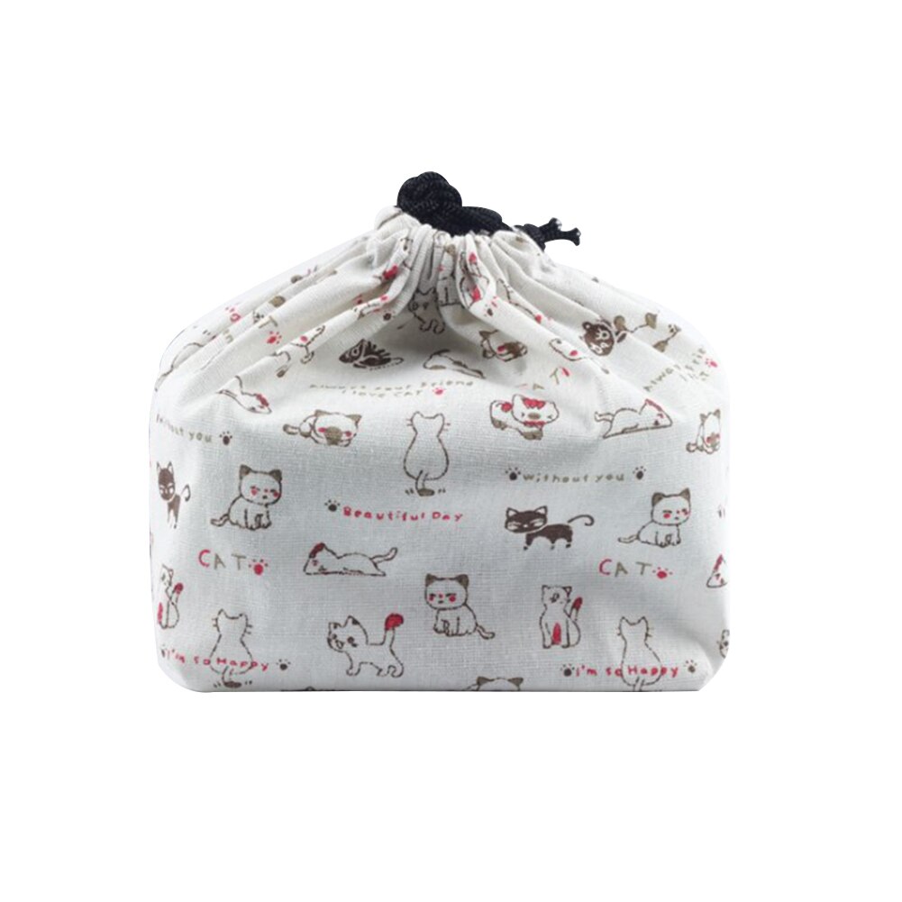 Voedsel Opslag Lunch Tas Picknick Thermisch Geïsoleerd Bento Pouch Japanse Stijl Doek School Gedrukt Kantoor Trekkoord Cooler Travel: 4