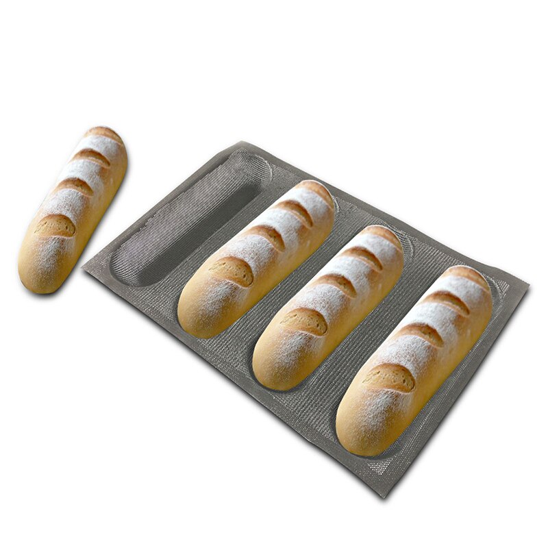 9" 4 channels Sub rollsilicone perforated Bread Baking Forms bread baking tray woven glass fabric bread mold