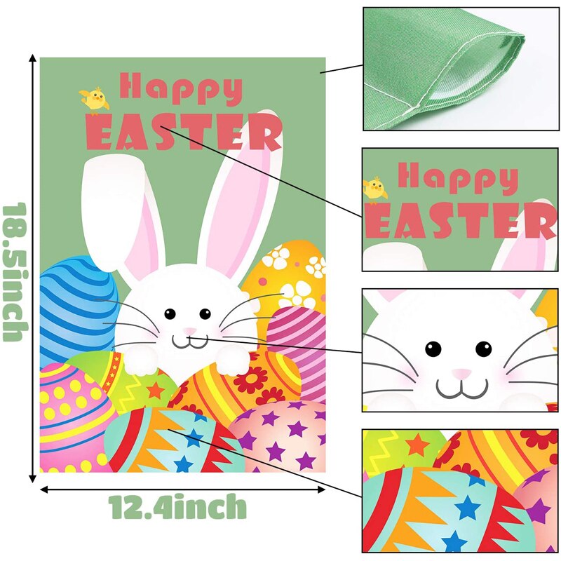2Pcs Happy Easter Garden Flags and Double Sided Indoor Party Decor Flags for Celebration Festival Home Outdoor Flag Garden