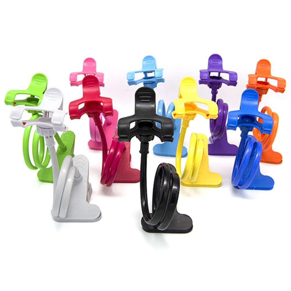 Suporte de telefone universal flexível com clip 360 graus, móvel, para preguiça na cama, fixa na mesa, base
