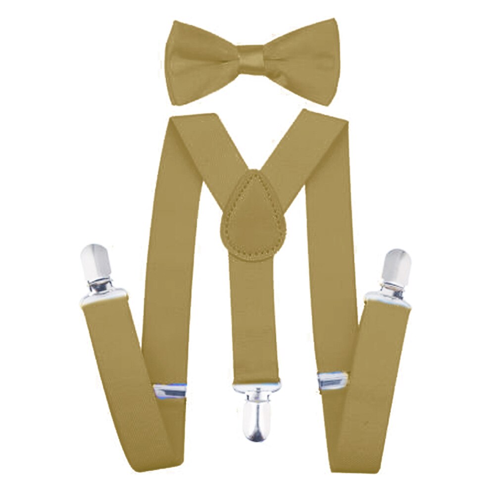 Kids Suspenders with Bowtie Ties Accessories Children Bow Tie Set Boys Braces Girls Adjustable Suspenders Baby Wedding: Khaki