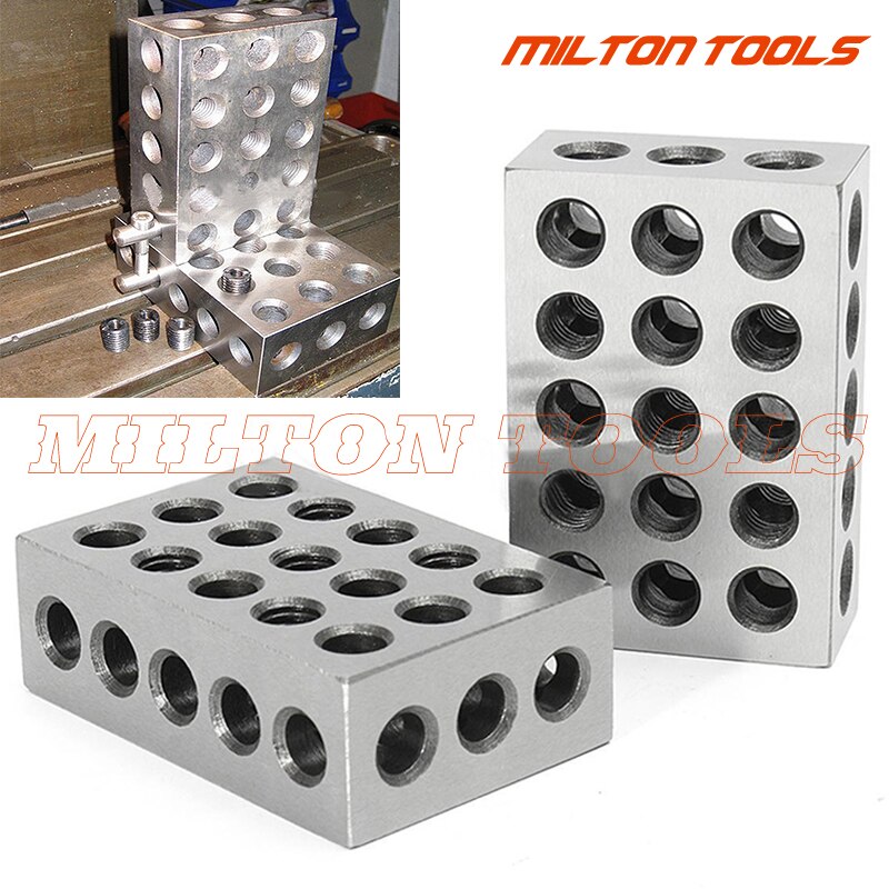 2pcs Hardened Steel 1-2-3" Blocks 0.0001" Precision Matched Machinist 123 Milling Tool 23 Holes 25-50-75mm block gauge