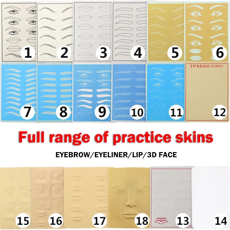 Alle serier fast sminke øyenbryn lepper nybegynner trening hud blank freestyle tatovering praksis hud ark 20 x 15cm