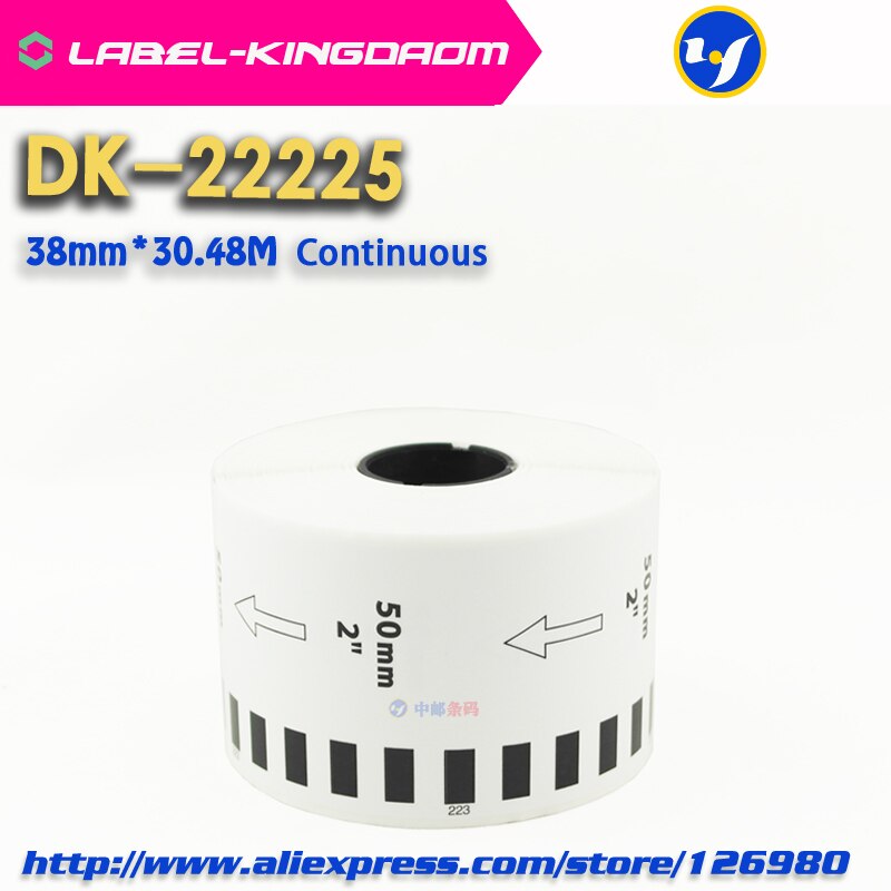 4 rouleaux compatibles DK-22225 étiquette 38mm * 30.48M continue Compatible Brother imprimante QL-570/700 tous viennent avec support en plastique