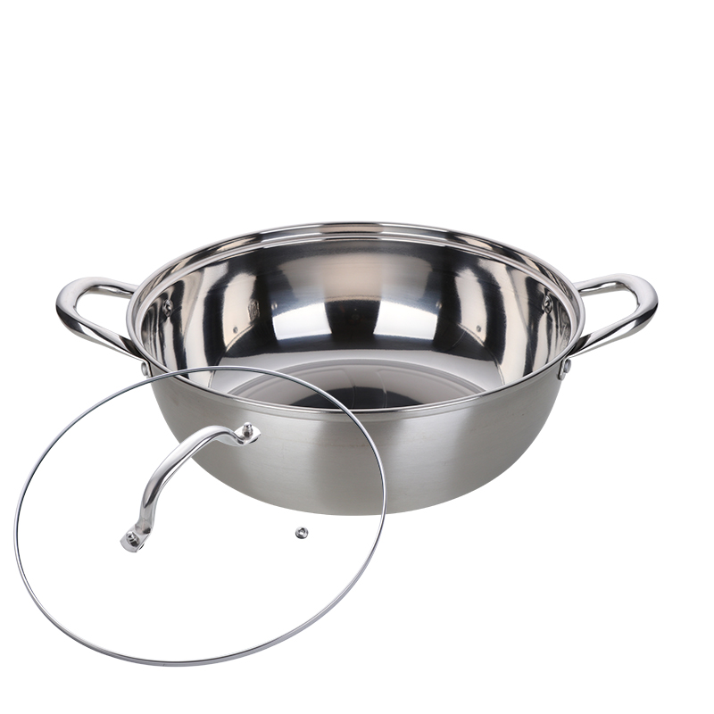 Chinese Pot Stainless Steel Cooking Pot Kitchen Utensils Single-Layer Compatible Soup Stock Pots Home Cookware: A270-Silver