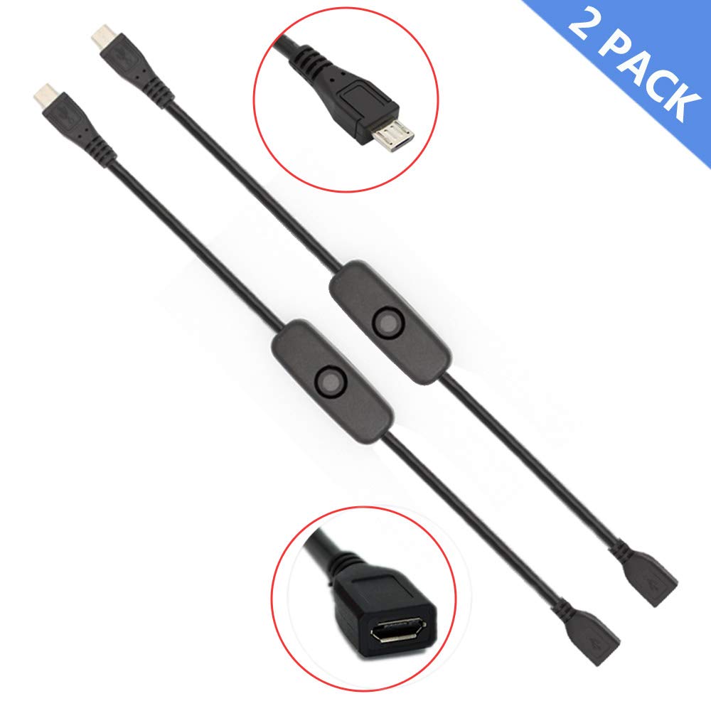 2 pack Voor Raspberry Pi 3 B + Voeding Cord Pi Schakelaar Kabel Schakelaar Push On Off voor pi 3 Model B +, pi 3 Model B, Pi 2 B