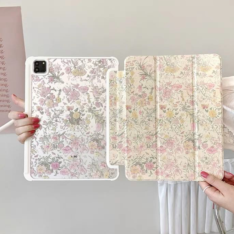 1pc Kleurrijke Bloemen Stand Tablet Beschermhoes Geschikt voor iPad 10.9/10.2/Air4/5/Pro11/10th/10.5 Case met Potlood Slot Houder: 6 / Paars