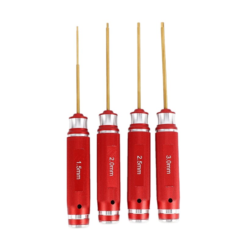 4PCS Hexagon Screwdriver Set - 1.5-3.0mm Titanium Coated - Non-Slip RC Tool