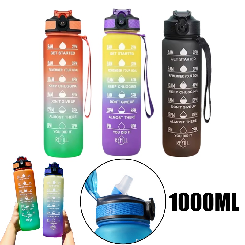 1000 ML Water Bottle Motivational Sport Water Bottle Leakproof Drinking Bottles Outdoor Travel Gym Fitness Jugs For Kitchen